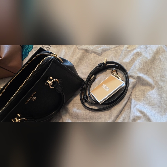 Michael Kors Black Satchel with Gold Accents NWT - Picture 4 of 10